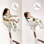 Hot Mom Baby High Chair Adjustable Seat Angle Lift Height Double Tray Luxury Baby Eating Chair,Lifetime Availability,White Gold - Image 2