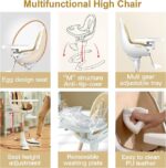 Hot Mom Baby High Chair Adjustable Seat Angle Lift Height Double Tray Luxury Baby Eating Chair,Lifetime Availability,White Gold - Image 4